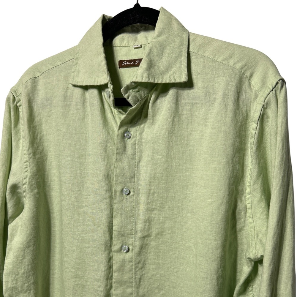 Island Importer 100% Linen Lightweight Long Sleeve Button Down Shirt Size Medium
